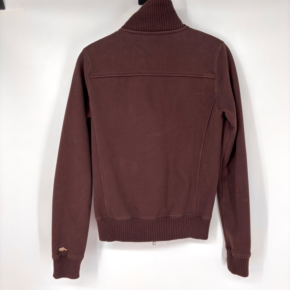 Roots Canada Full Zip Track Jacket Sz S Brown Retro Y2K Stretch Knit Thumb Holes - Picture 7 of 14